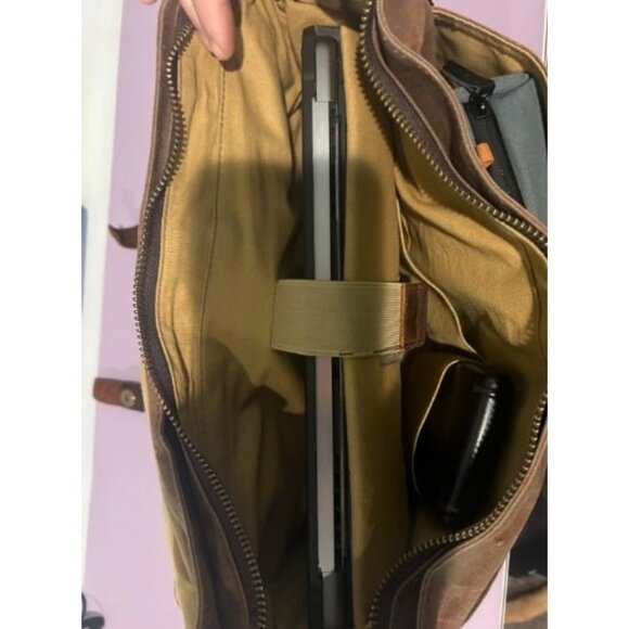 Mens Messenger Bag 15.6 Inch Waterproof Vintage Genuine Leather Waxed Canvas - Picture 2 of 2
